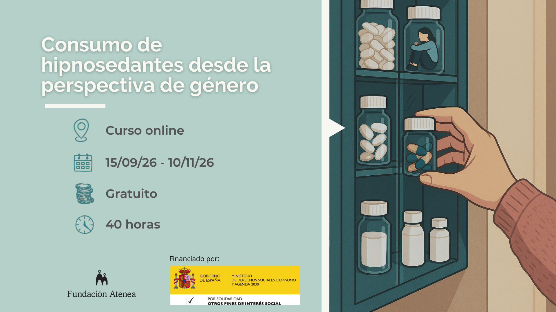 Consumo de hipnosedantes desde la perspectiva de género. Curso Online gratuito realizado próximamente (40 horas)